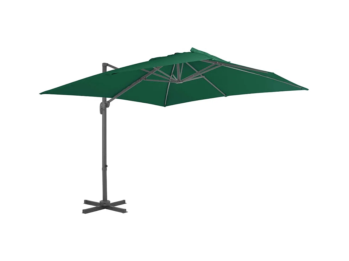 Parasol déporté avec mât en aluminium vert 300x300 cm FR79073