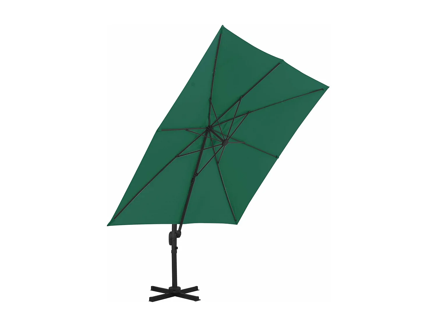 Parasol déporté avec mât en aluminium vert 300x300 cm FR79073