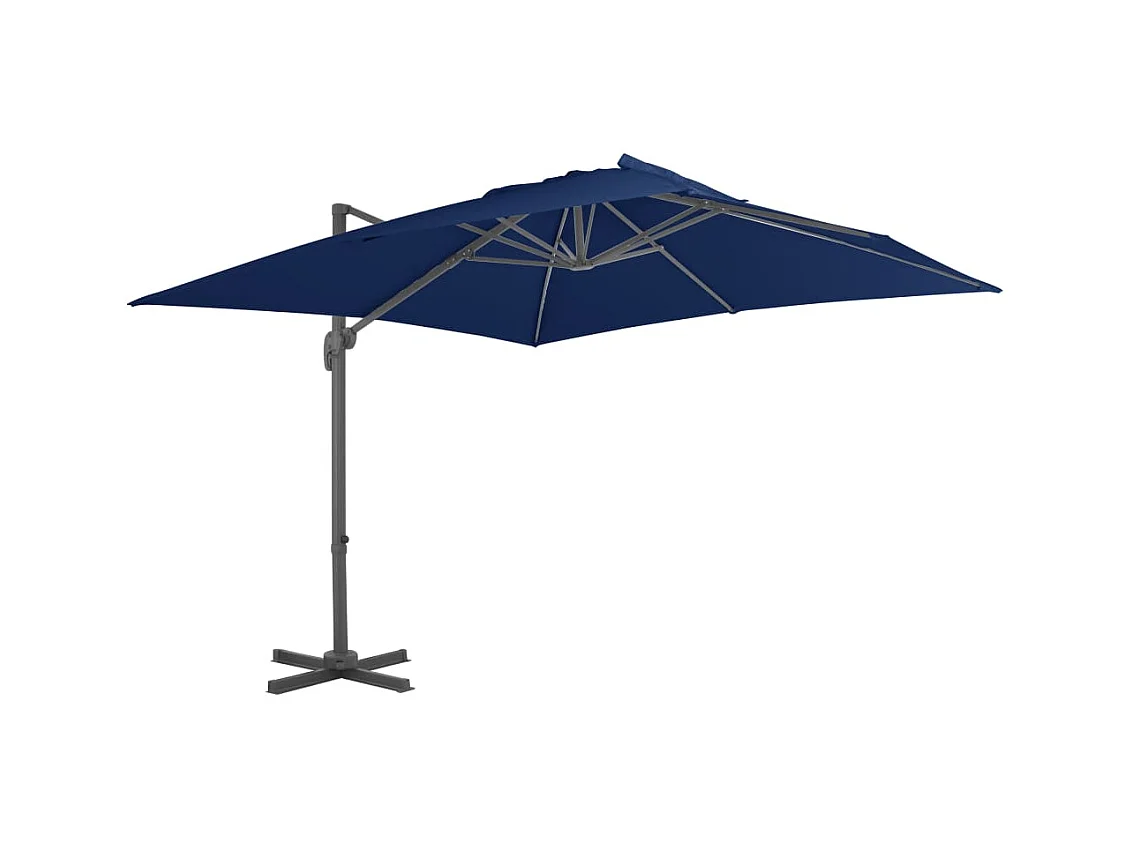 Parasol déporté avec mât en aluminium 3x3 m bleu azur FR53799