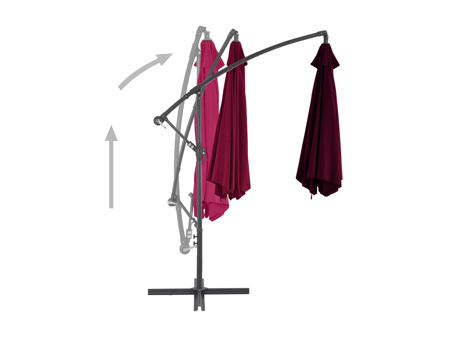 Parasol déporté avec mât en aluminium Bordeaux 300 cm FR70936