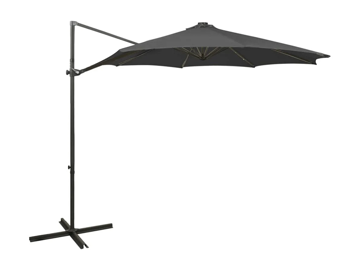 Parasol déporté avec mât et lumières LED Anthracite 300 cm FR72209
