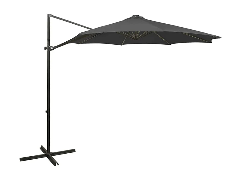 Parasol déporté avec mât et lumières LED Anthracite 300 cm FR72209