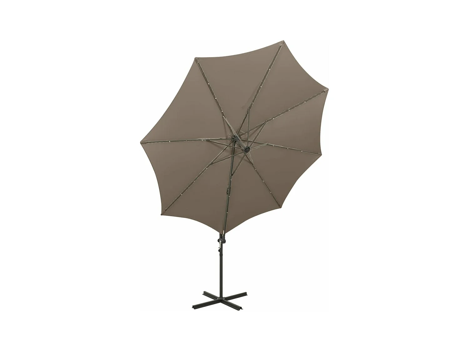 Parasol déporté avec mât et lumières LED Taupe 300 cm FR51832