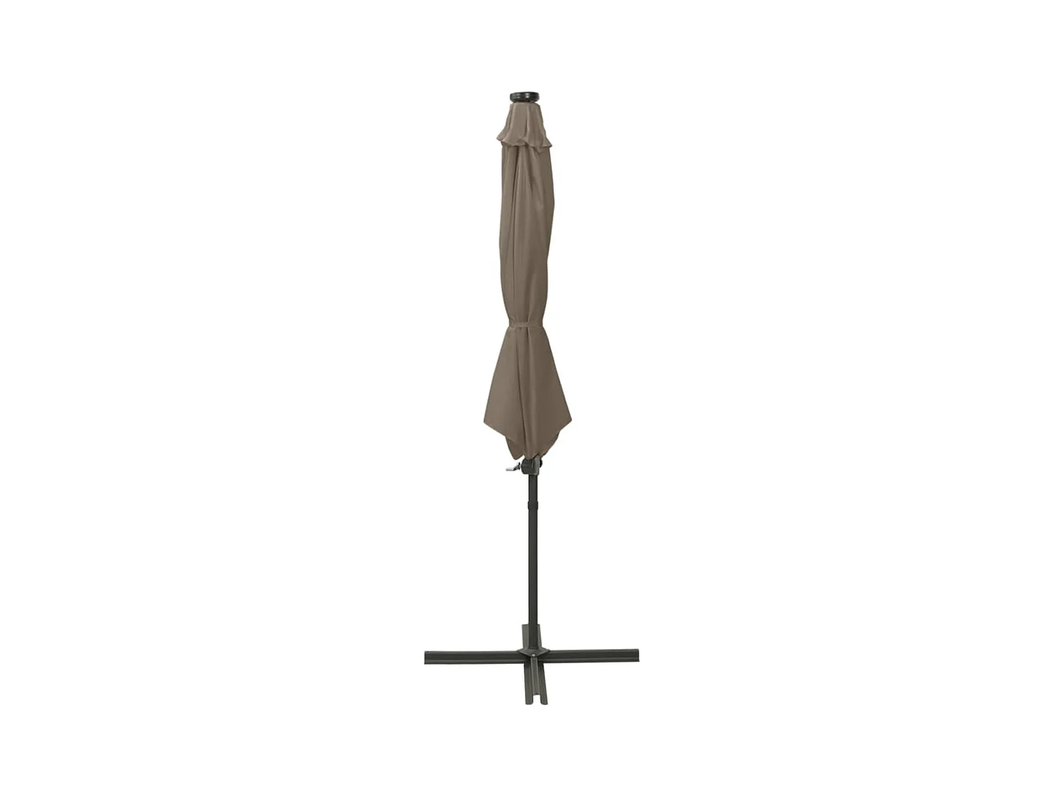 Parasol déporté avec mât et lumières LED Taupe 300 cm FR51832