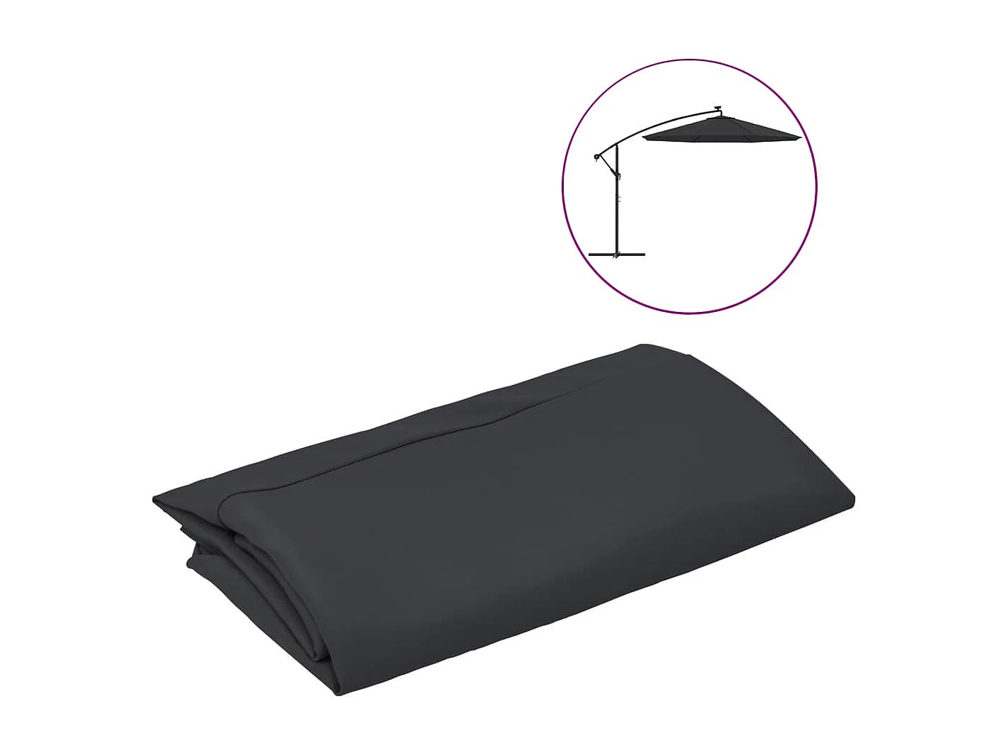 Tecido de substituição p/ guarda-sol cantilever 300 cm preto PT313217