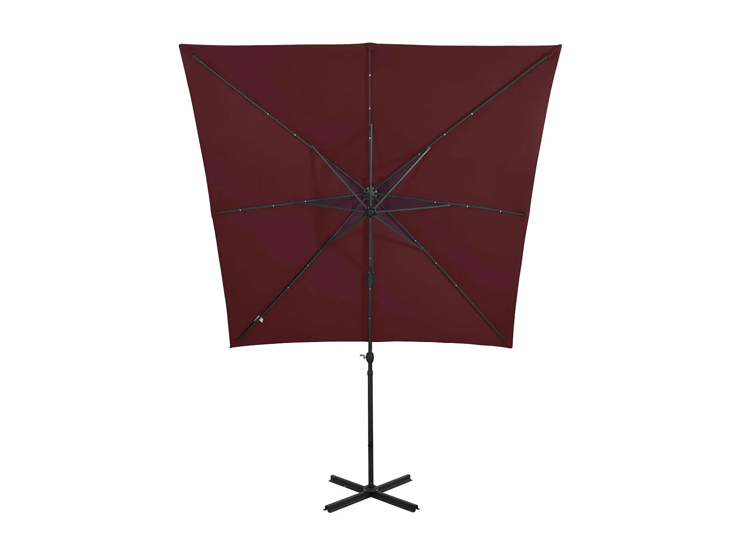 Sombrilla voladiza con poste y luces LED burdeos 250 cm ES916718