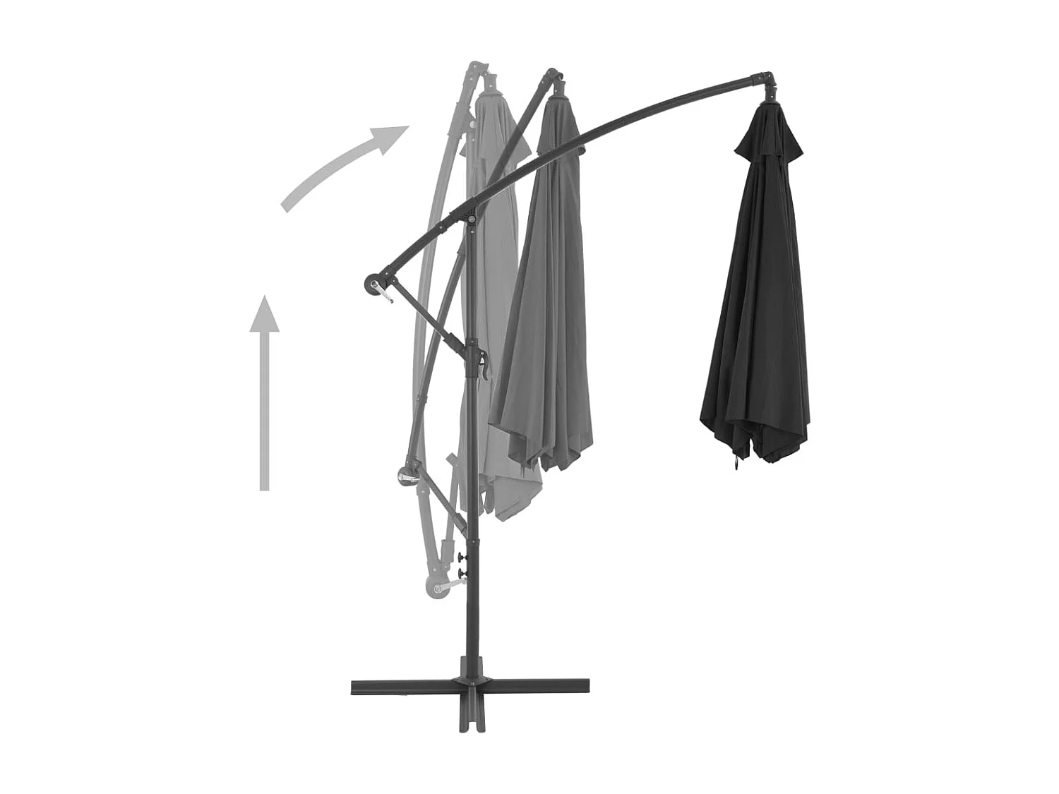 Sombrilla voladiza con poste de aluminio negro 300 cm ES806542