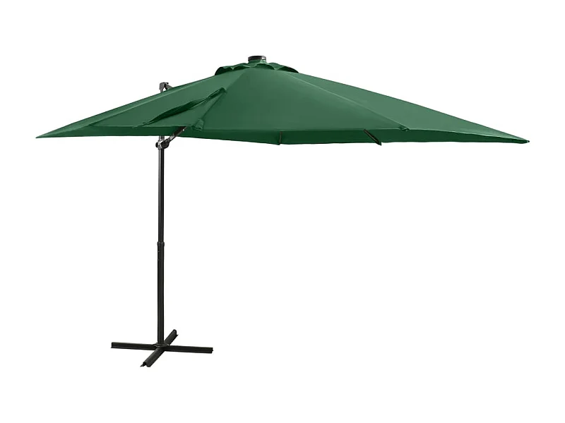Zweefparasol met paal en LED-verlichting 250 cm groen BE845653