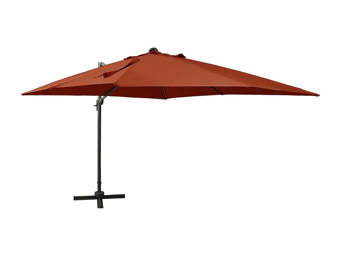 Zweefparasol met paal en LED-verlichting 300 cm terracottakleur BE550209