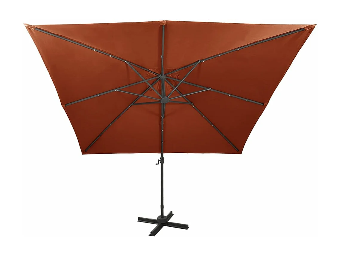 Zweefparasol met paal en LED-verlichting 300 cm terracottakleur BE550209