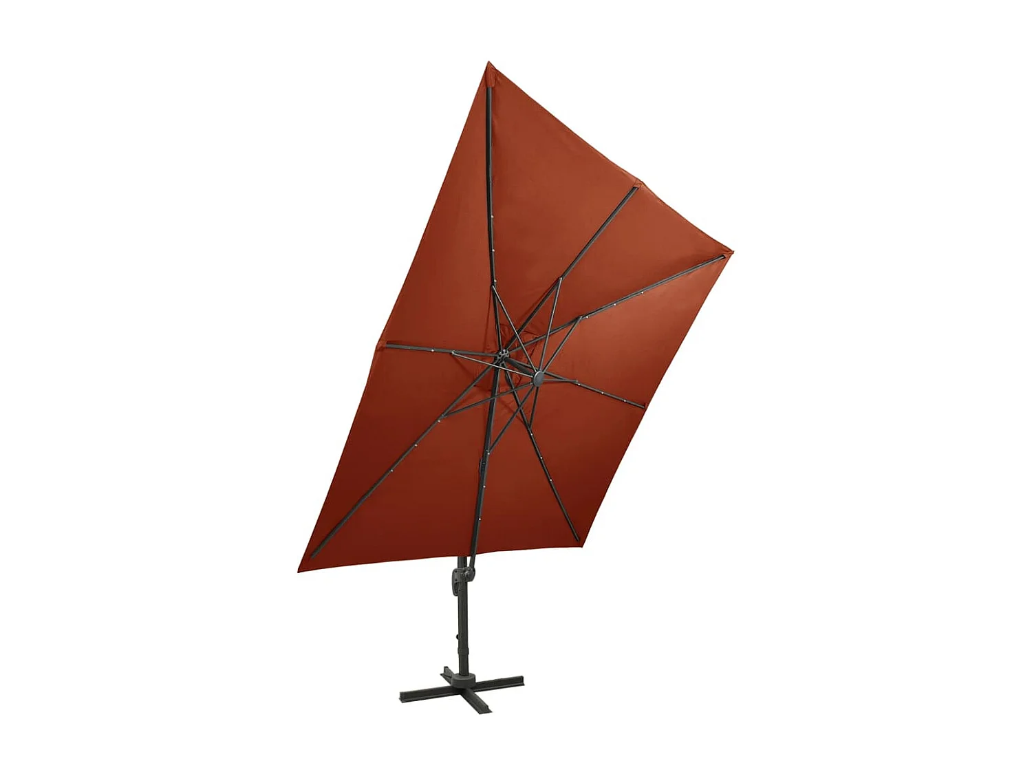 Zweefparasol met paal en LED-verlichting 300 cm terracottakleur BE550209