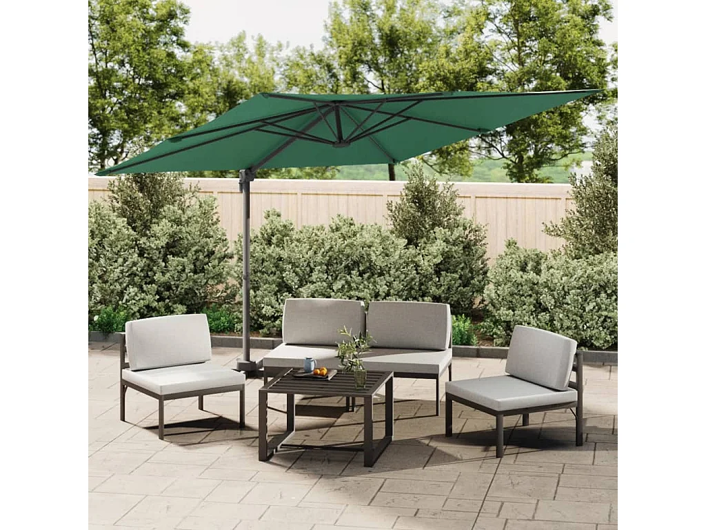 Parasol déporté avec mât en aluminium Vert 400x300 cm FR38173