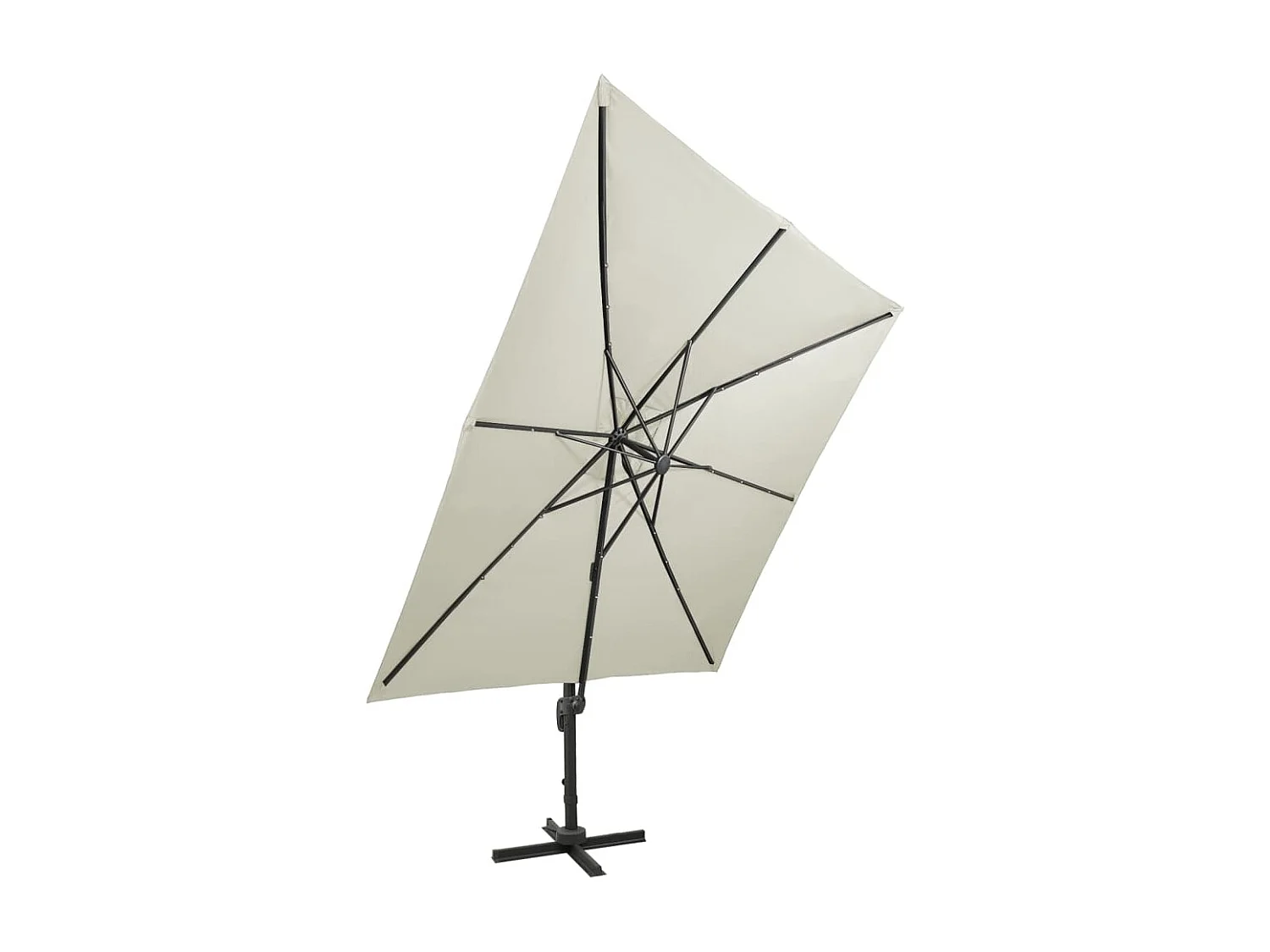 Parasol déporté avec mât et lumières LED Sable 300 cm FR65484