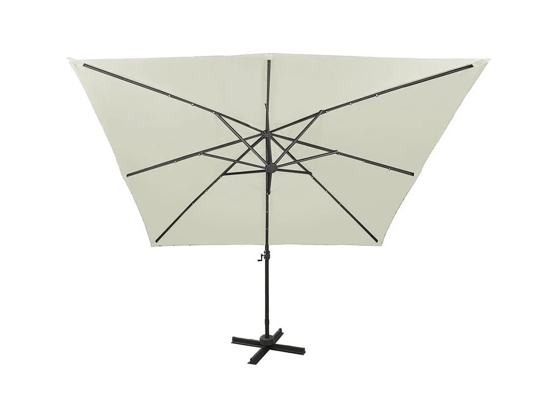 Zweefparasol met paal en LED-verlichting 300 cm zandkleurig BE285258