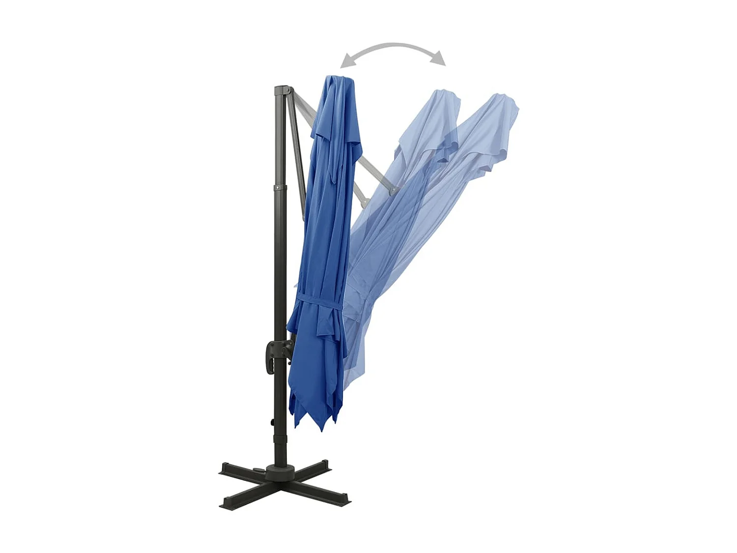 Parasol déporté avec double toit 300x300 cm bleu azur FR61459