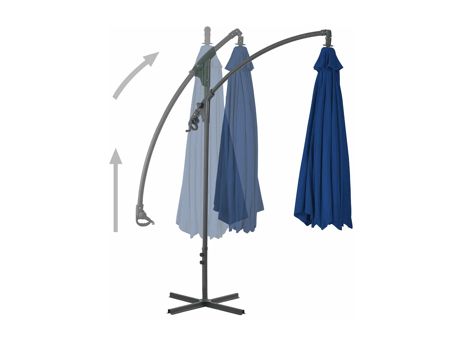 Guarda-sol de jardim cantilever c/ poste de aço 250x250 cm azul PT915882