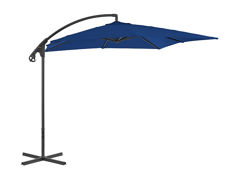 Guarda-sol de jardim cantilever c/ poste de aço 250x250 cm azul PT915882