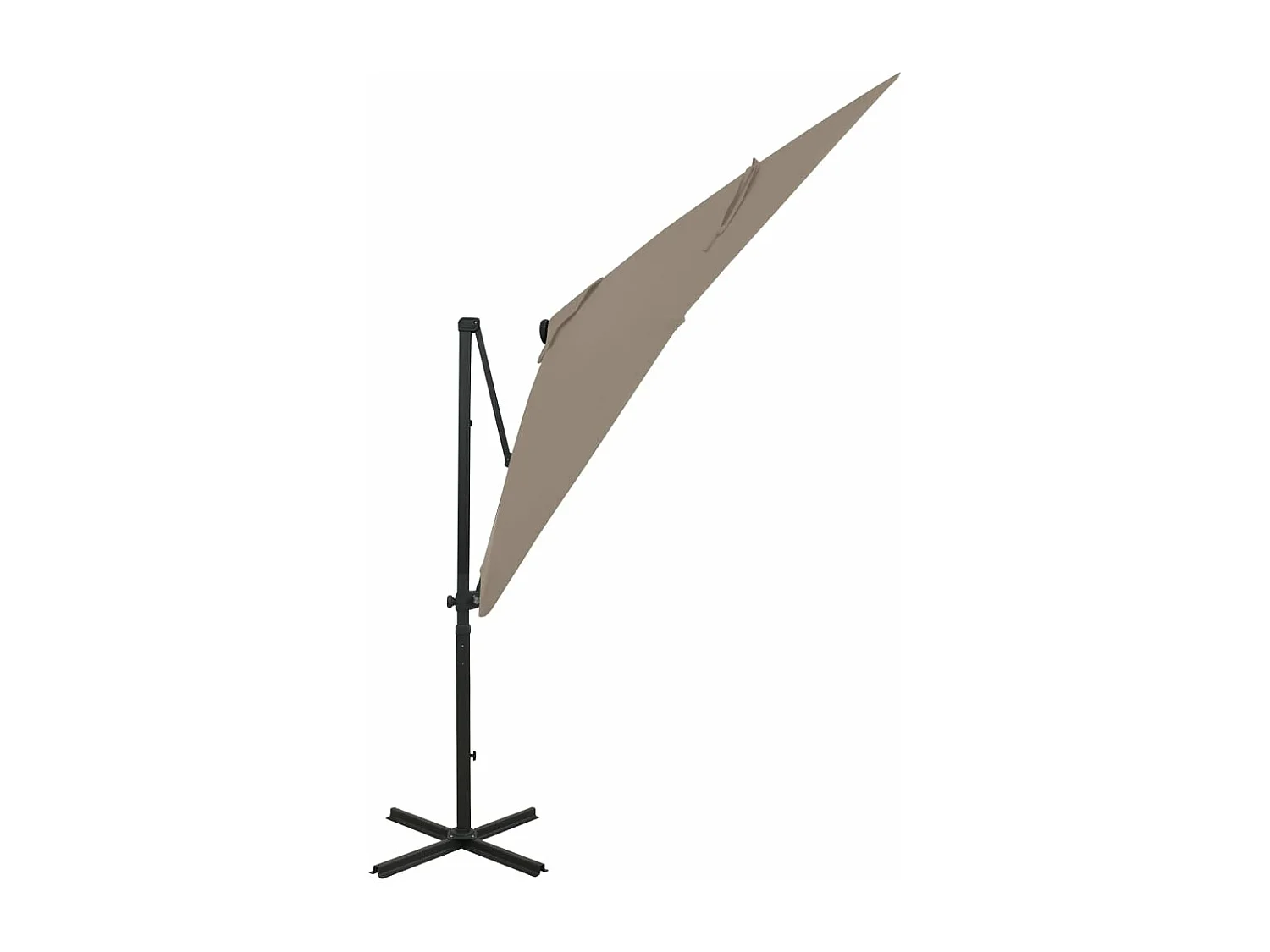 Parasol déporté avec mât et lumières LED Taupe 250 cm FR78473