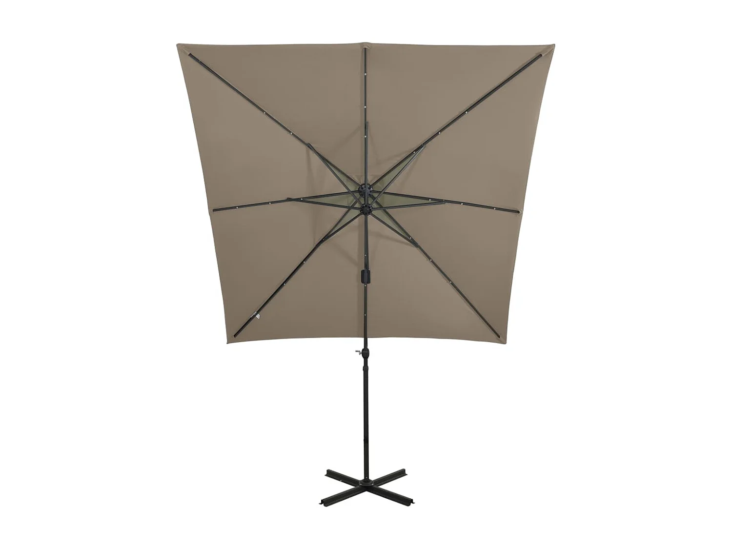Parasol déporté avec mât et lumières LED Taupe 250 cm FR78473