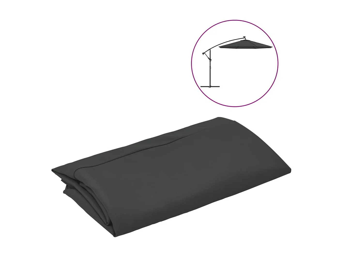 Tissu de remplacement pour parasol déporté anthracite 300 cm FR62599