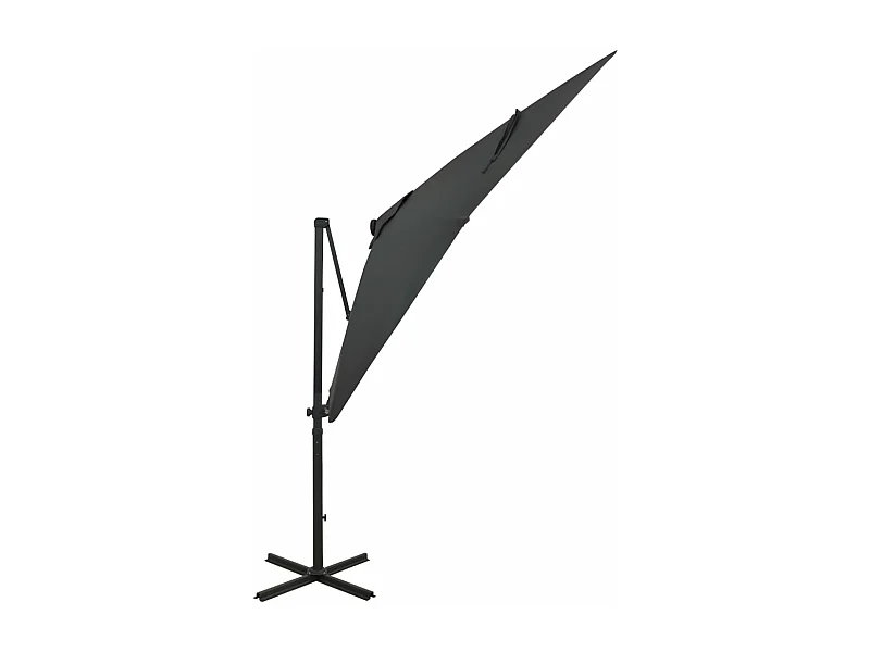 Parasol déporté avec mât et lumières LED Anthracite 250 cm FR44958
