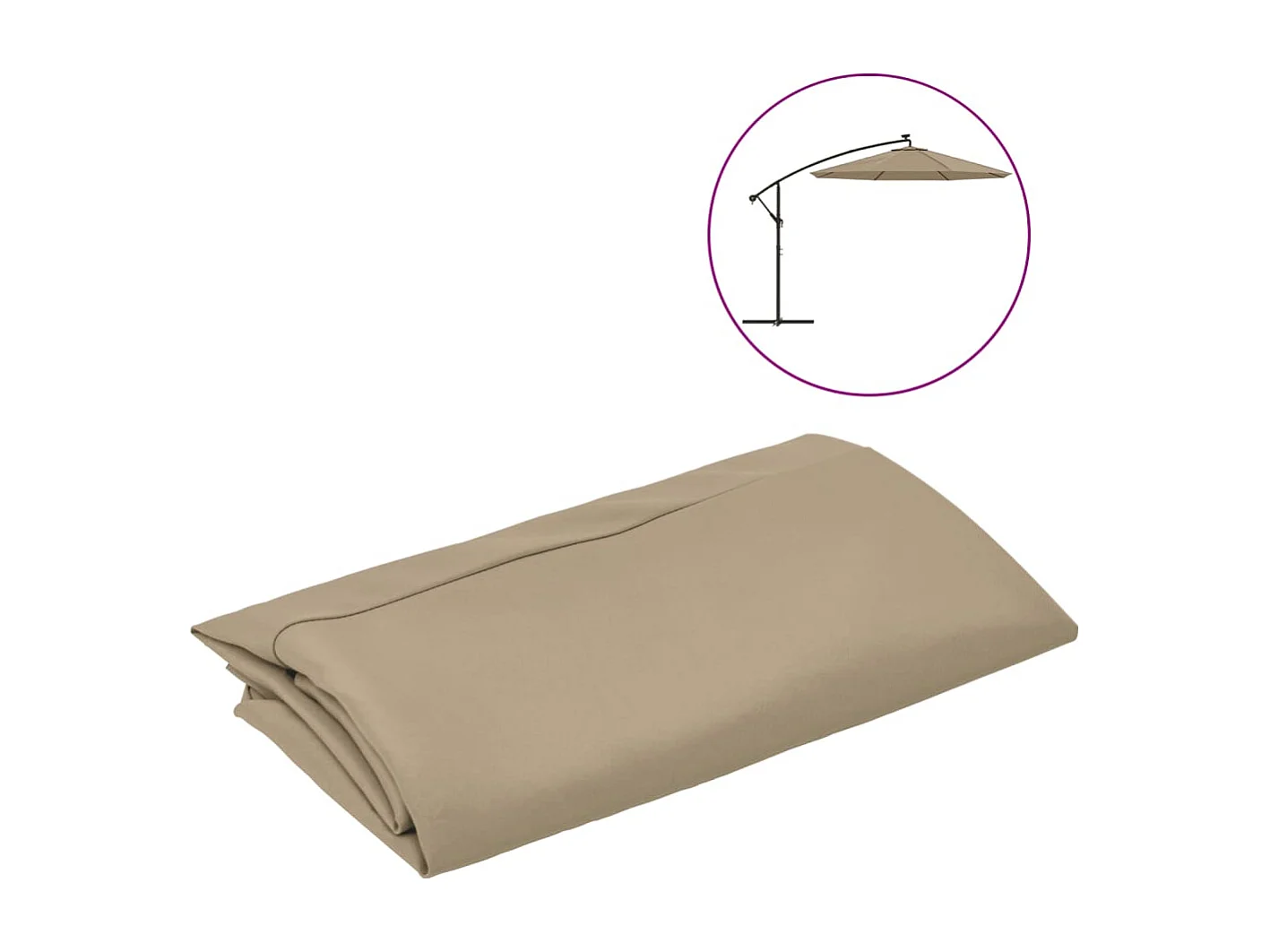Tissu de remplacement pour parasol déporté taupe 300 cm FR34050