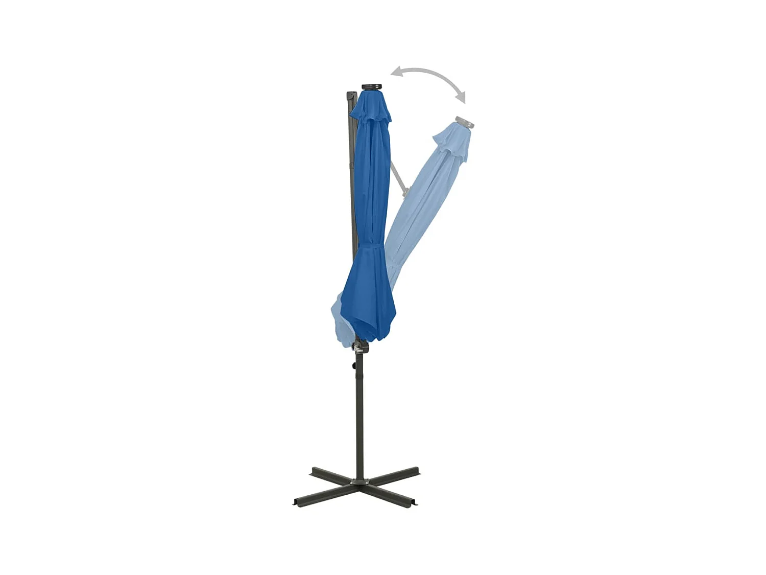Parasol déporté avec mât et lumières LED Bleu azur 300 cm FR59272