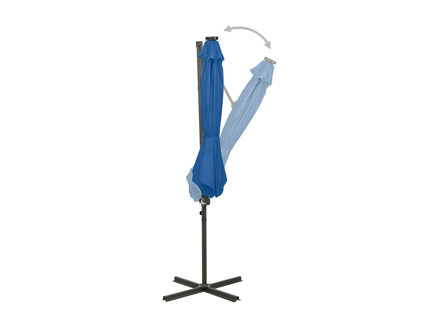 Parasol déporté avec mât et lumières LED Bleu azur 300 cm FR59272