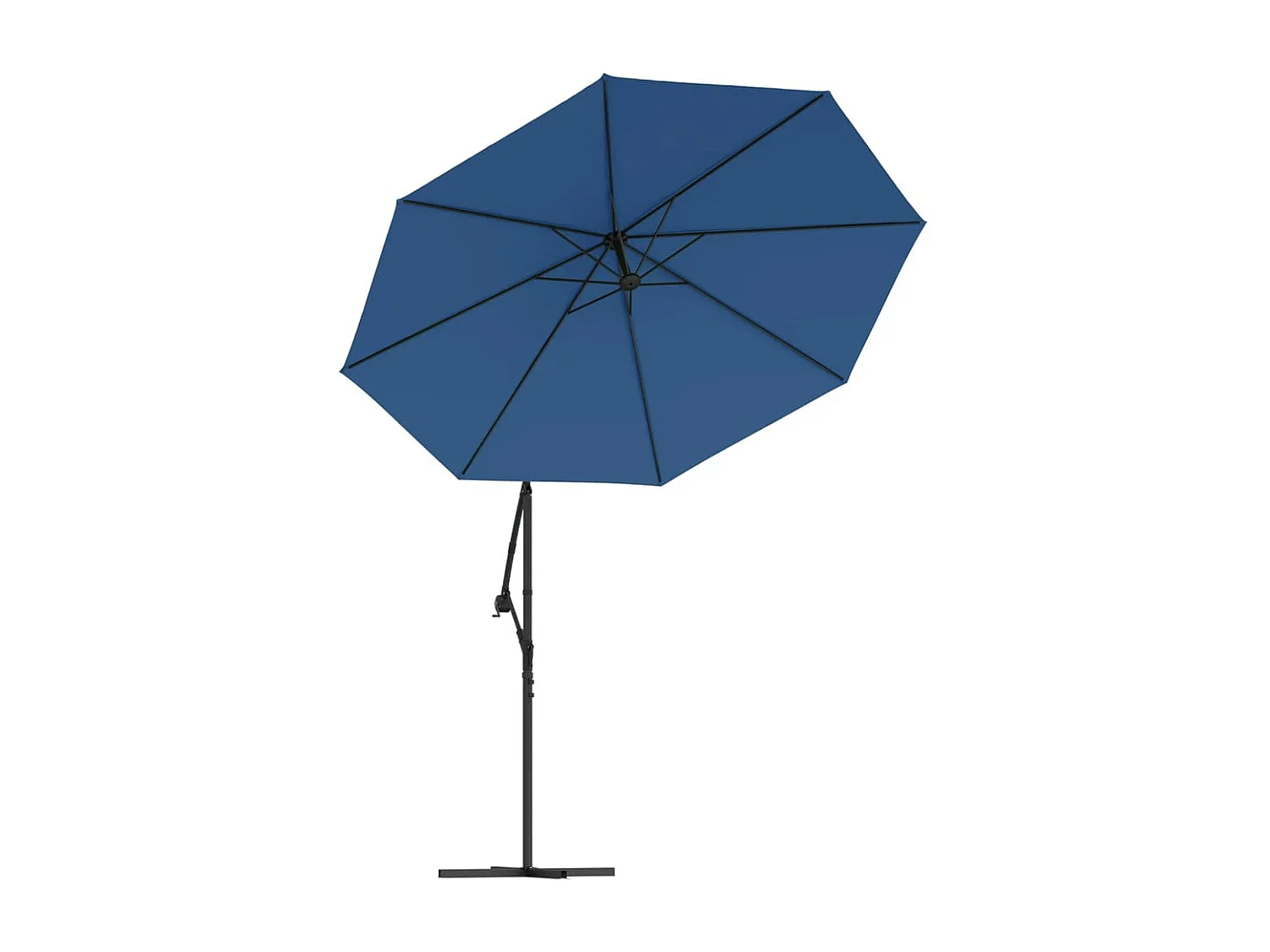 Parasol déporté à LED et mât en acier 300 cm Azuré FR16539