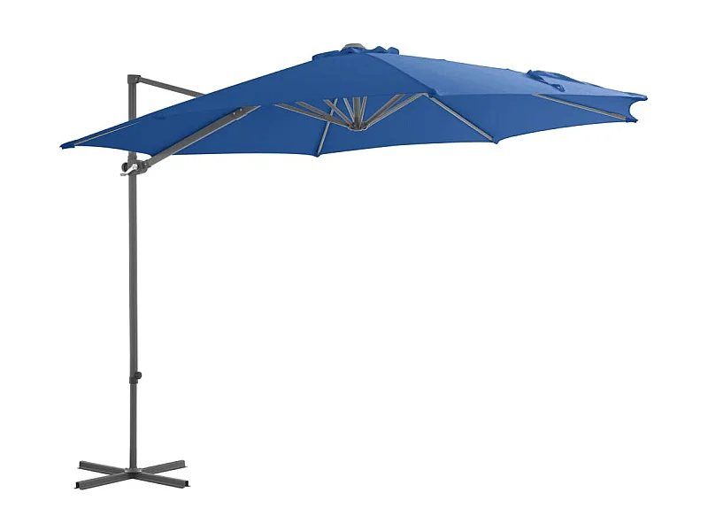 Parasol déporté avec mât en acier Bleu azuré 300 cm FR74864