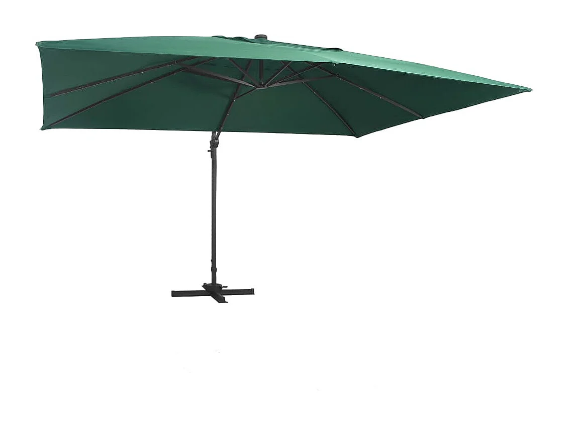 Parasol déporté avec lumières LED Aluminium 400x300 cm Vert FR81420