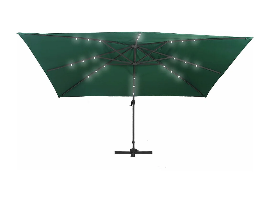 Parasol déporté avec lumières LED Aluminium 400x300 cm Vert FR81420