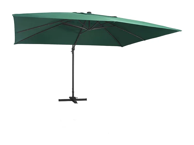 Zweefparasol met LED-verlichting en paal 400x300 cm groen BE458243