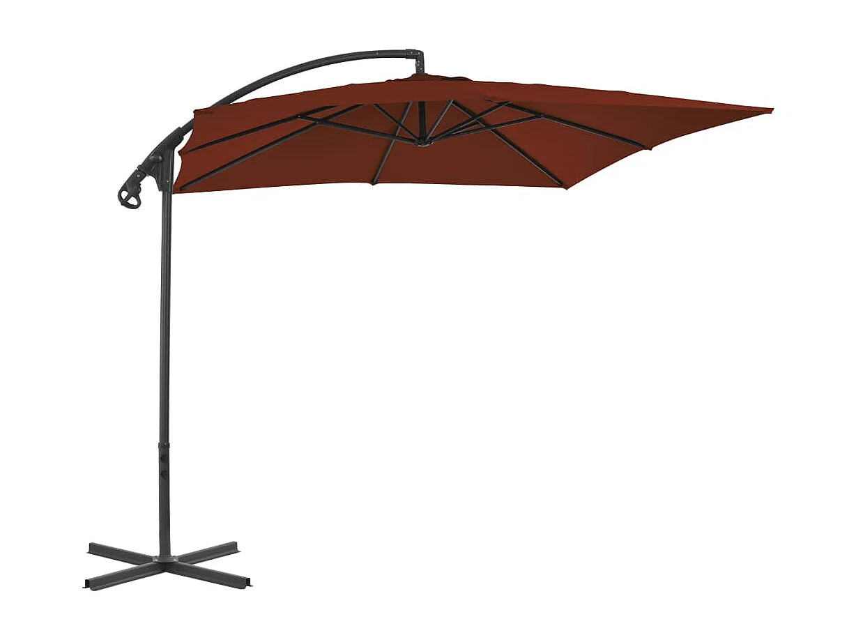 Parasol déporté avec mât en acier 250x250 cm Terre cuite FR77598