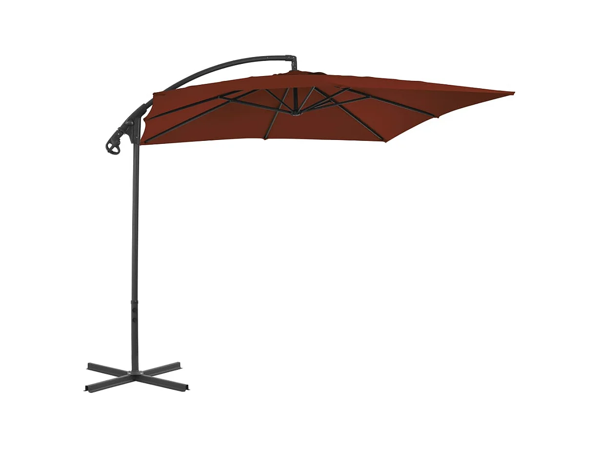 Parasol déporté avec mât en acier 250x250 cm Terre cuite FR77598
