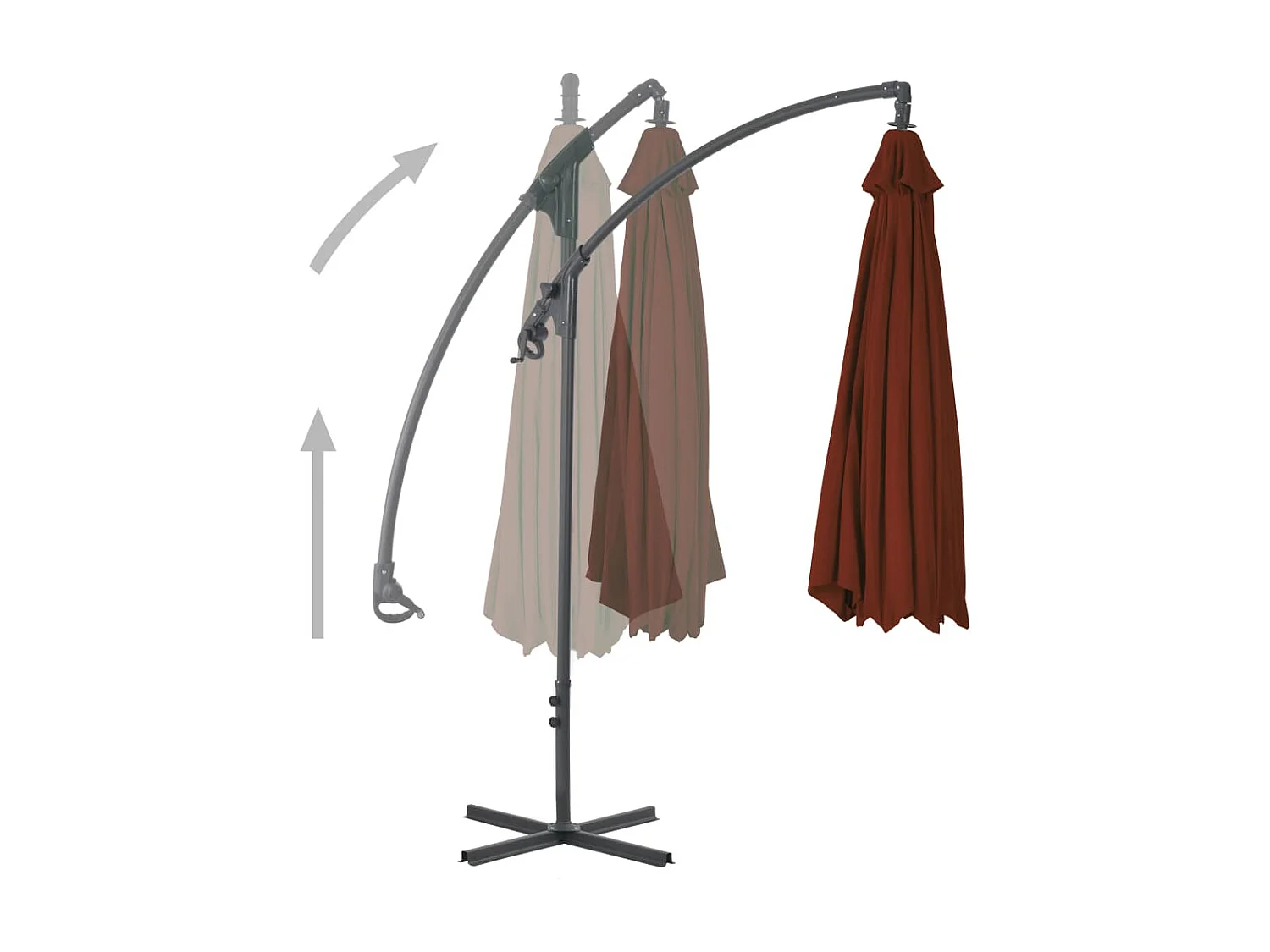 Parasol déporté avec mât en acier 250x250 cm Terre cuite FR77598