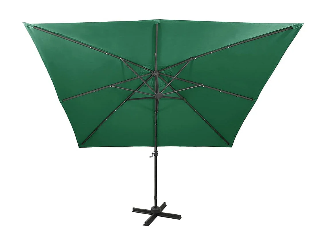 Zweefparasol met paal en LED-verlichting 300 cm groen BE435979