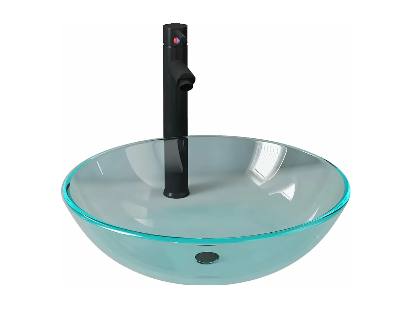 Vasque de bain avec robinet et drain à poussoir Verre trempé FR697630