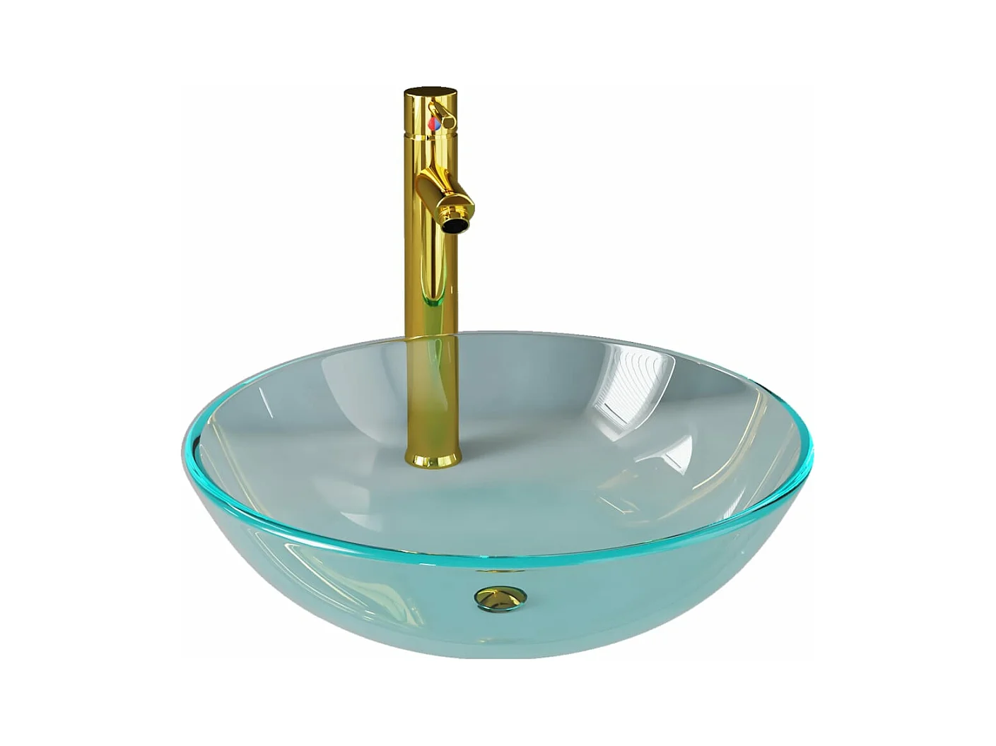 Vasque de bain avec robinet et drain à poussoir Verre trempé FR874894