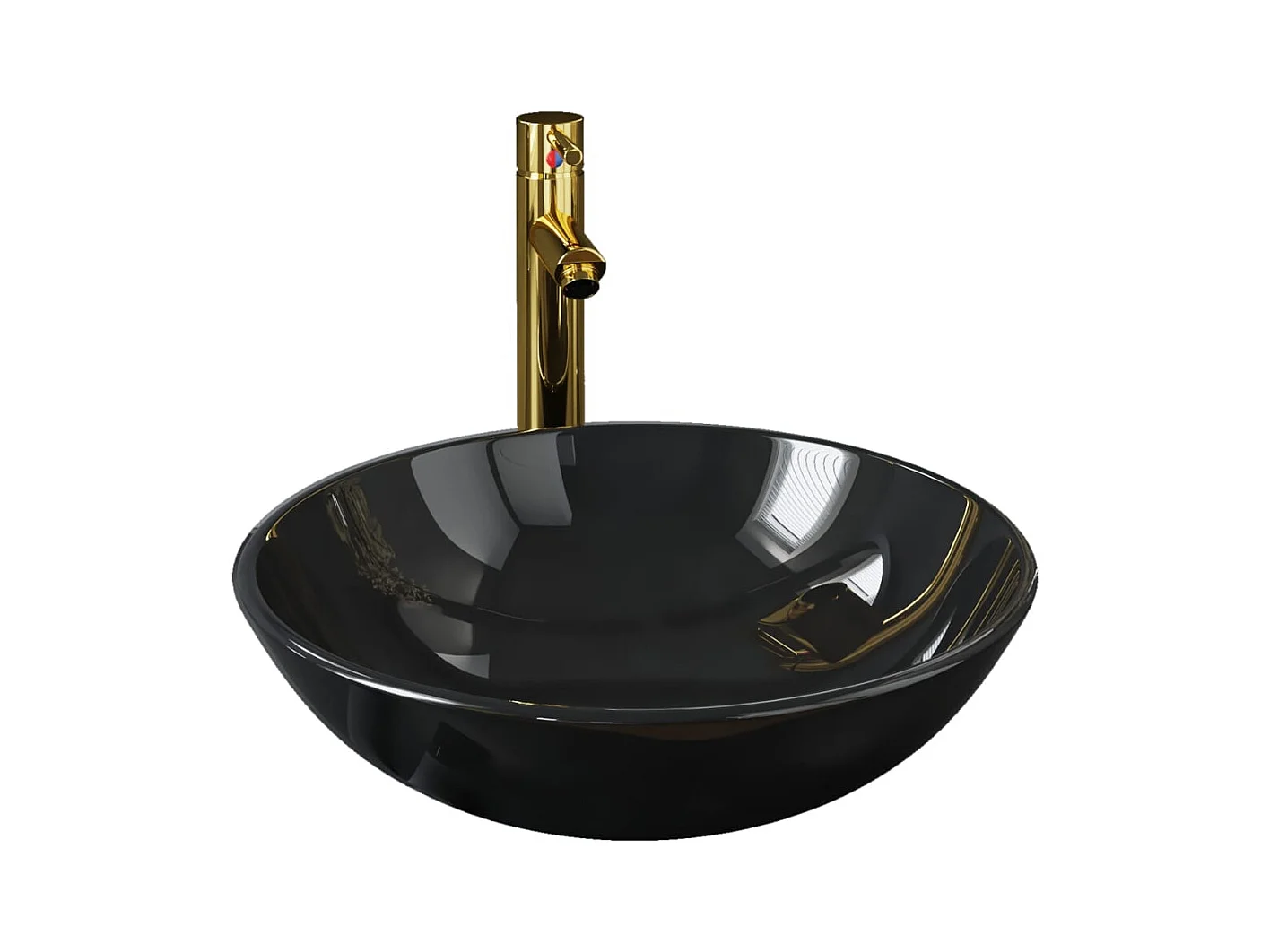 Vasque de bain avec robinet et drain à poussoir Verre trempé FR653438