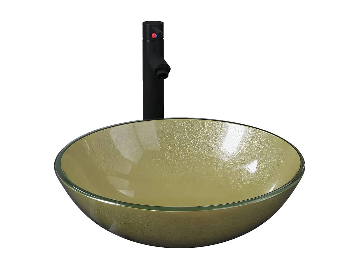 Vasque de bain avec robinet et drain à poussoir Verre trempé FR470109