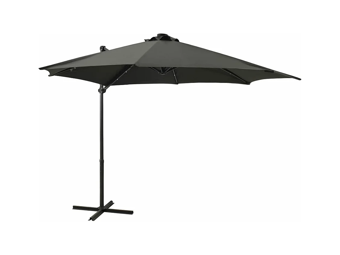 Parasol déporté avec mât et lumières LED Anthracite 300 cm FR51342
