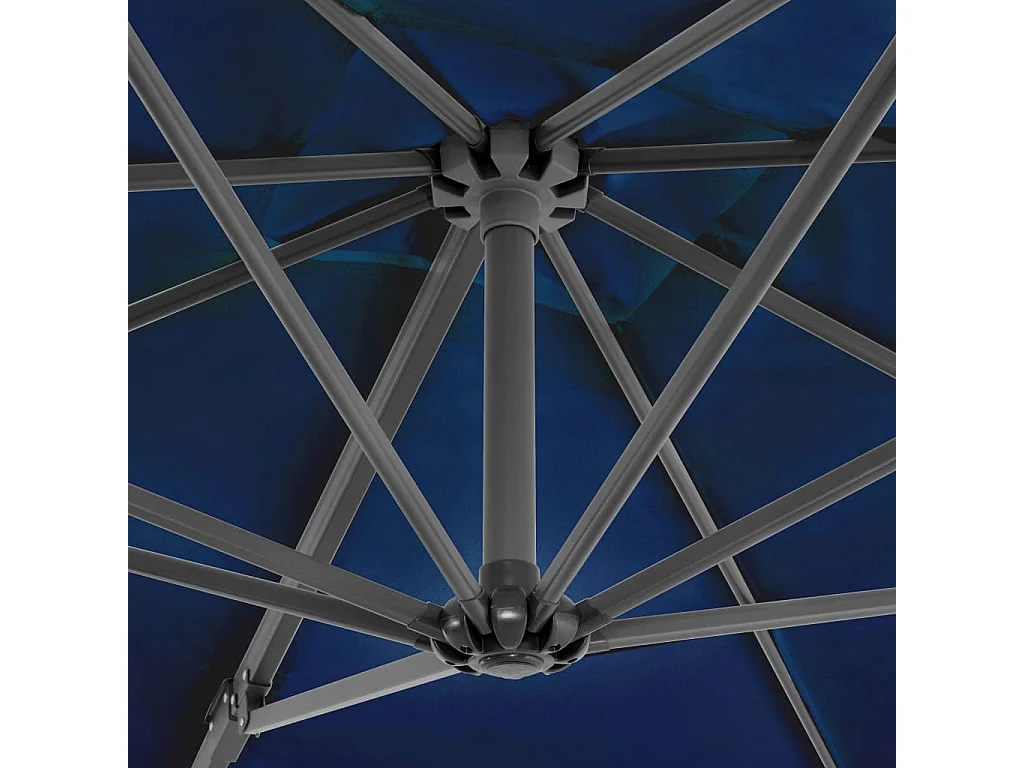 Parasol déporté et mât en aluminium Bleu azuré 250x250 cm FR70421