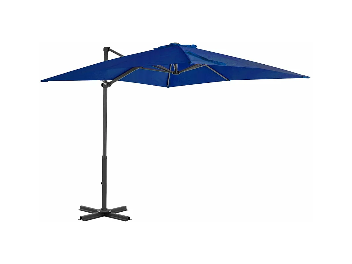 Parasol déporté et mât en aluminium Bleu azuré 250x250 cm FR70421