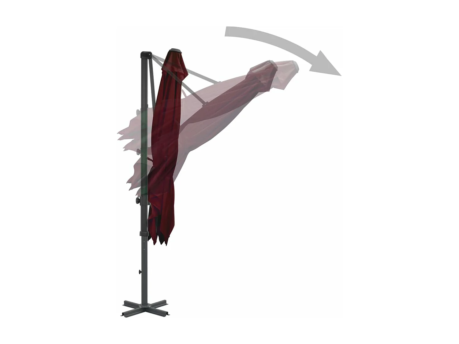 Parasol déporté avec mât en aluminium Bordeaux 250x250 cm FR31544