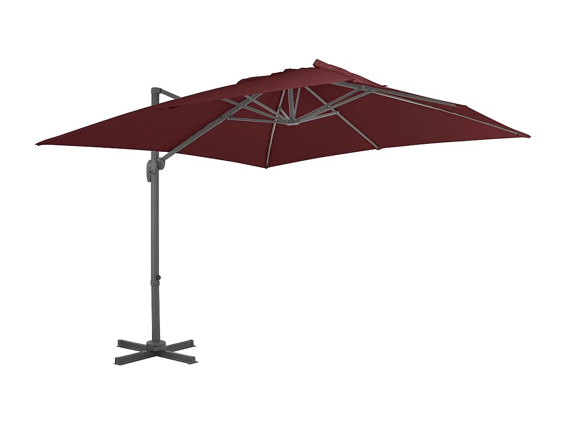 Sombrilla voladiza con poste de aluminio rojo burdeos 400x300cm ES823793