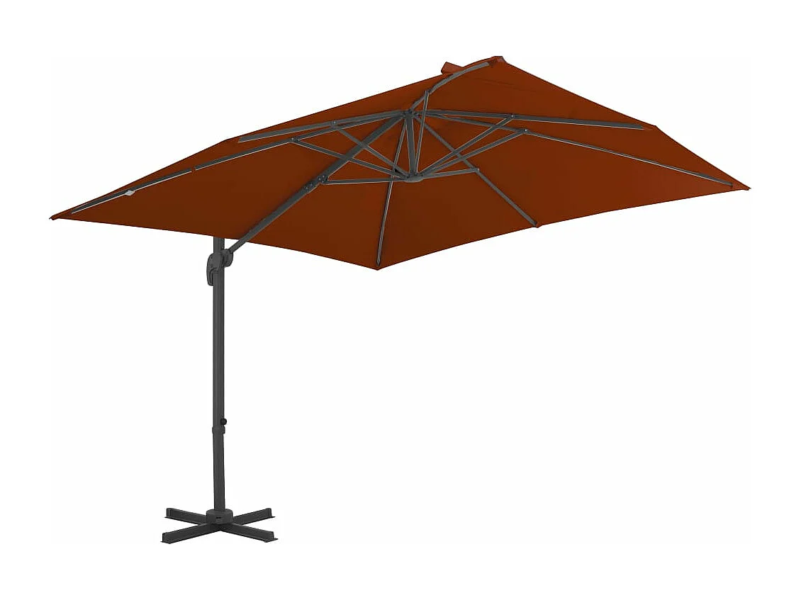 Parasol déporté avec mât en aluminium terre cuite 300x300 cm FR48216