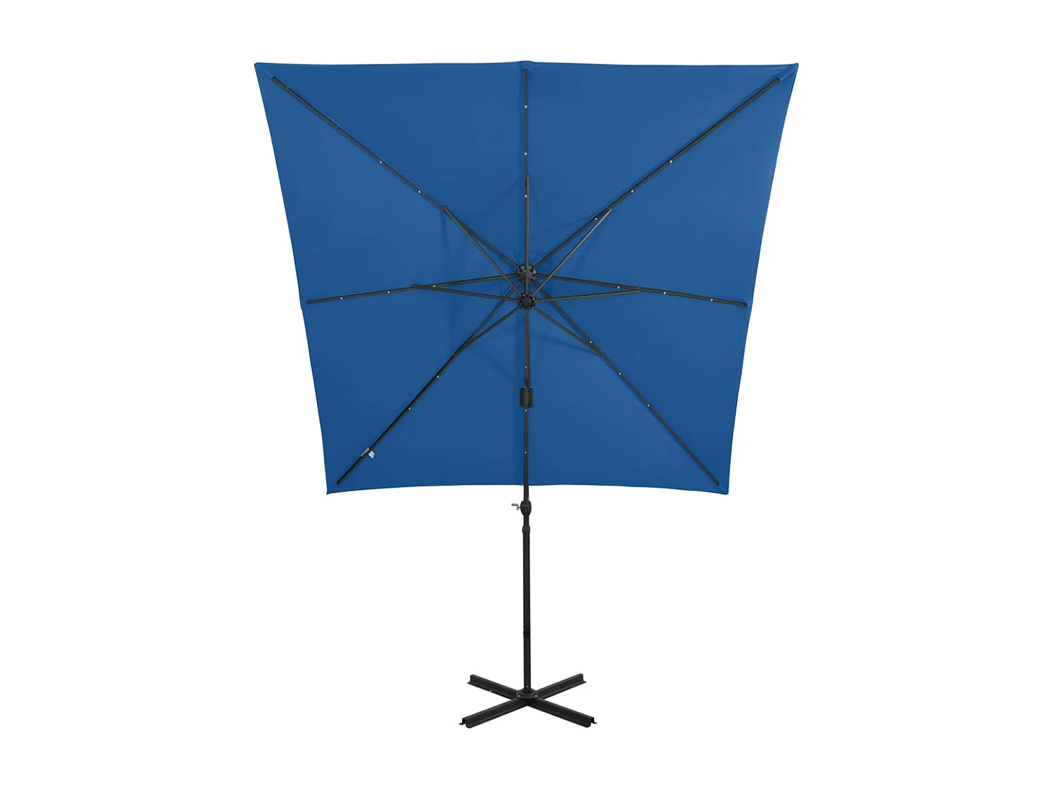 Parasol déporté avec mât et lumières LED Bleu azur 250 cm FR85903