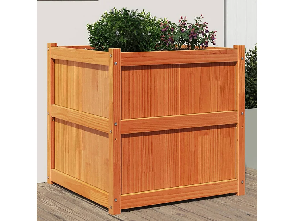 Plantenbak 70x70x70 cm massief grenenhout wasbruin BE166491