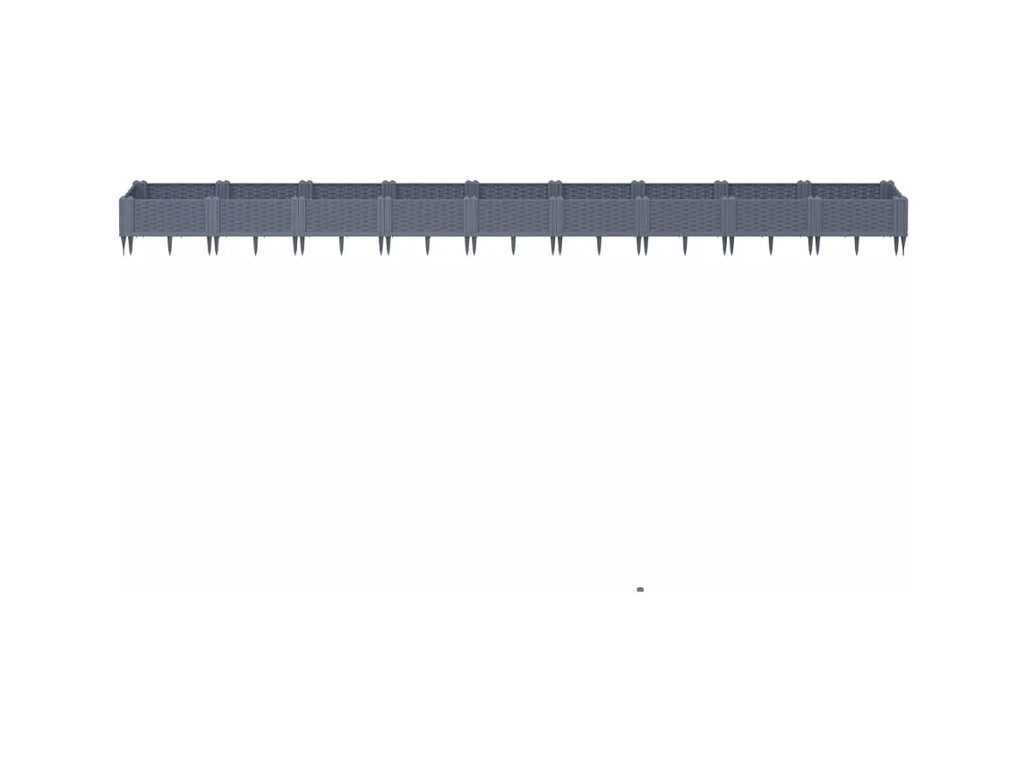 Jardinière avec piquets gris 362,5x42,5x28,5 cm PP FR66895